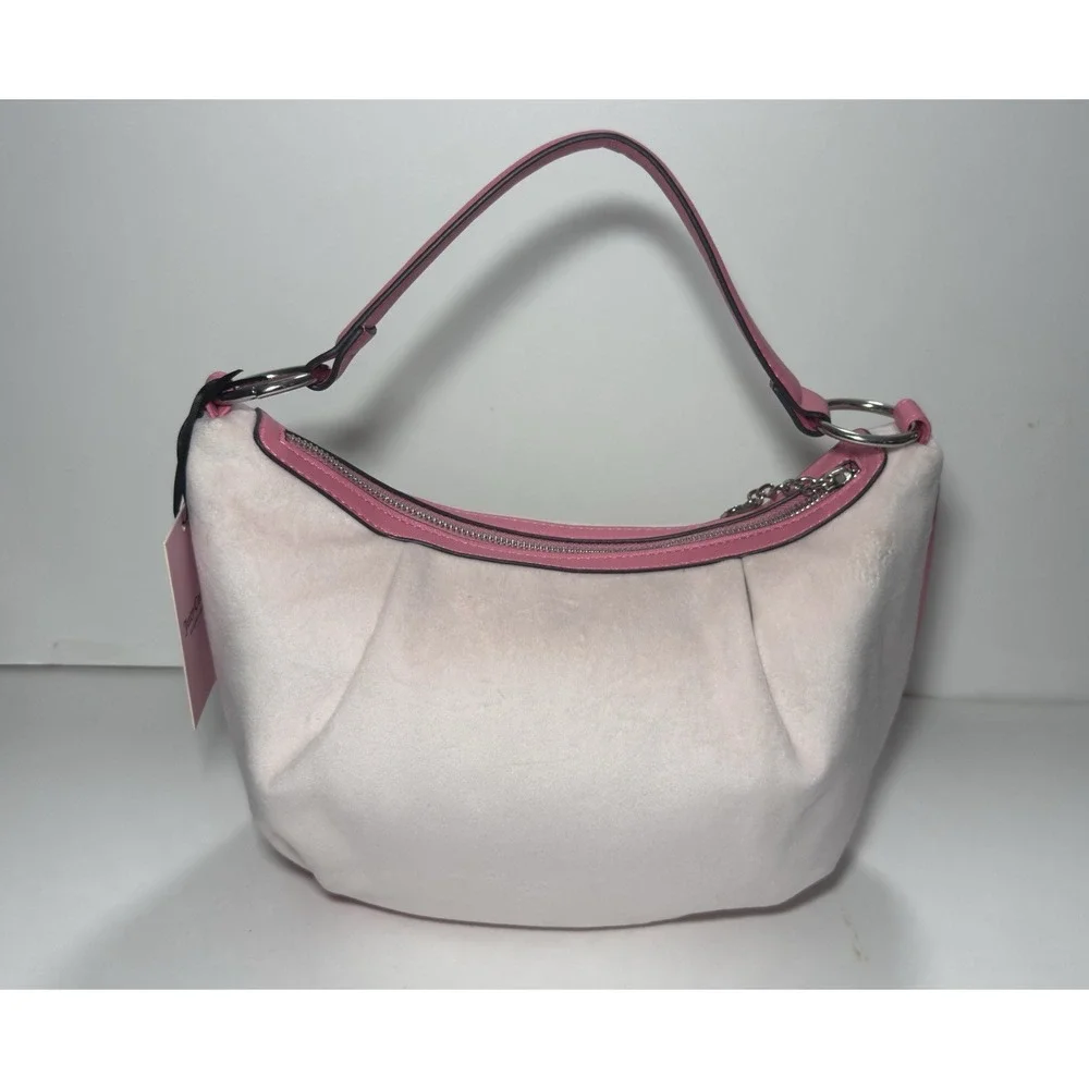 Juicy Couture Hobo Bag Juicy In Bloom Powder Blush Pink Velour Floral‎ Y2K